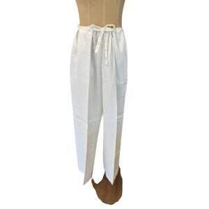 "DKNY CLASSIC" 100% Linen Drawstring Pants SZ L Pockets Yacht Club SMALL SPOTS